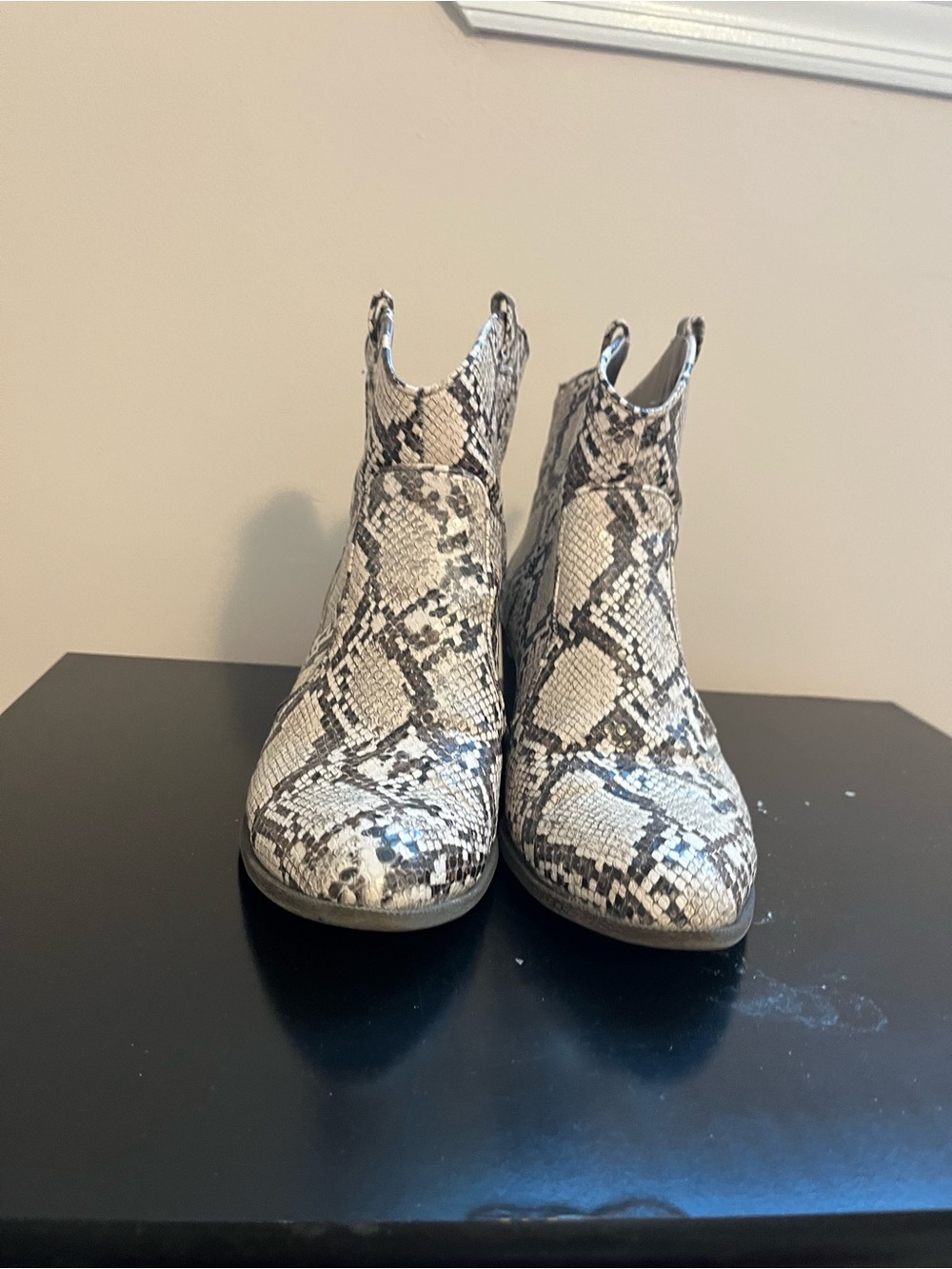 Style & Co. Snake-Print Ankle Booties in Beige and Black